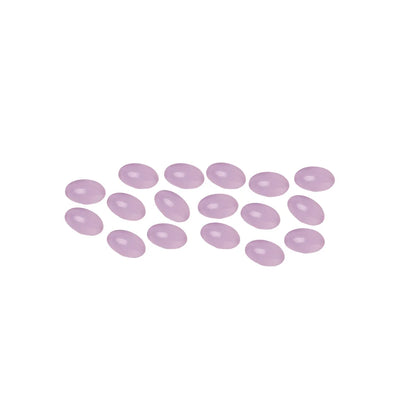 Pile of light purple oval softgel capsules for the 1:1 Nighttime CBN and THC Live Rosin Softgels.