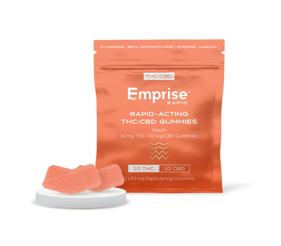 Peach 10 mg THC : 10 mg CBD Gummies (2pc)