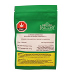 Green stand-up pouch for Balcony Premium Edibles 1:1 Peanut Butter Bites, showing THC symbol and dosage details on the label.