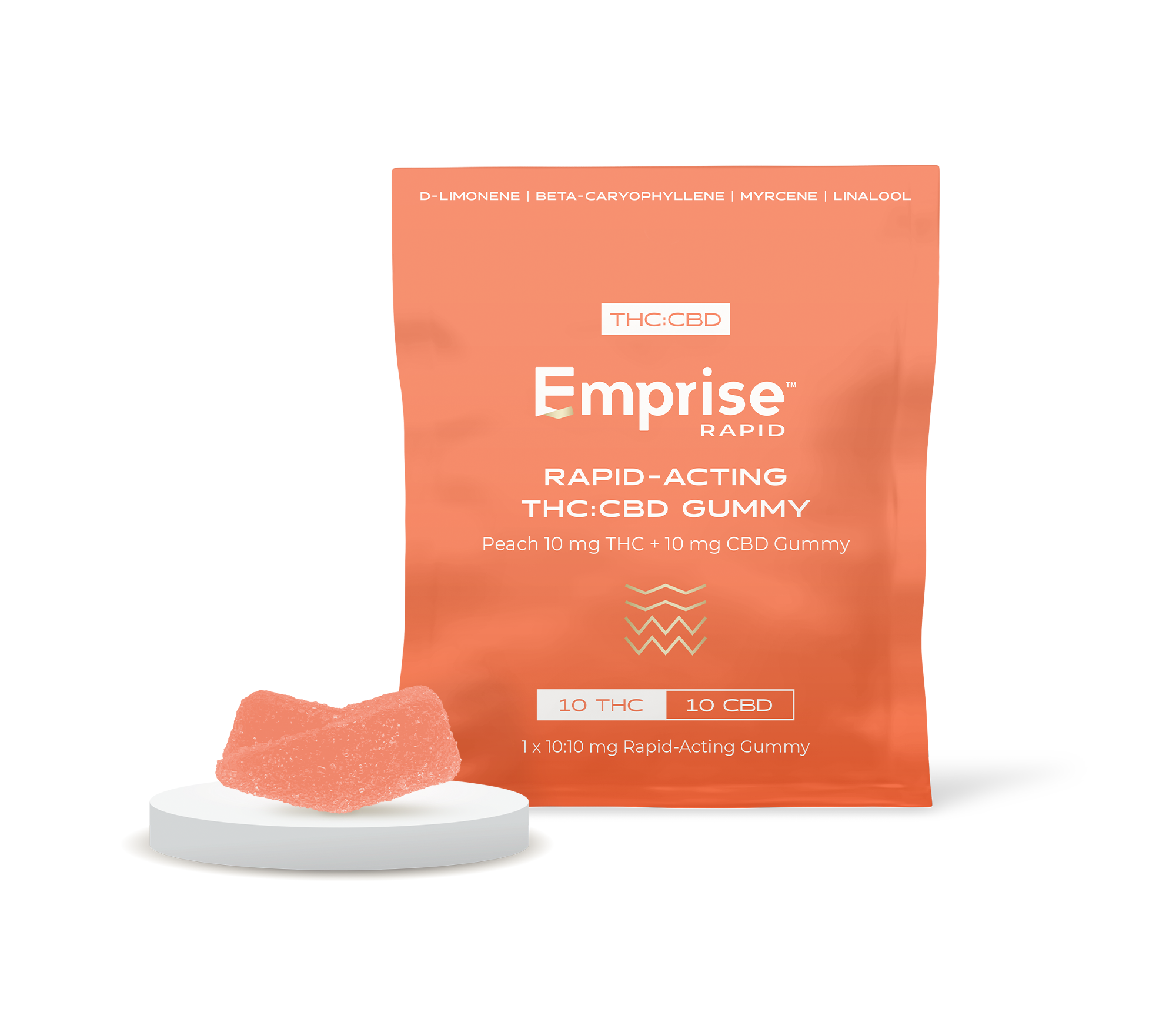 Peach 10 mg THC + 10 mg CBD Gummy (1pc)- NEW FORMAT