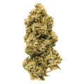 Single dried cannabis flower bud for Animal Face against a black background.