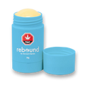 Open blue tube of balm with the cap removed, showing pale yellow product and rebound by Stewart Farms branding.