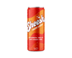 Condensation-covered orange can of Sheesh Hash Soda in the Banjorine Dream Live Rosin Fizz flavour, listing 10 mg THC and 355 mL.