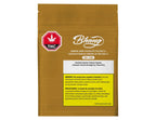 Gold Bhang packaging pouch labeled Caramel Dark Chocolate THC/CBD 1:1, with THC symbol and ingestion details.