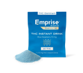 Blue Emprise Rapid Thirstc THC Instant Drink pouch for Blue Raspberry 10 mg, with a pile of blue powder mix in front