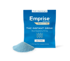 Blue Emprise Rapid Thirstc THC Instant Drink pouch for Blue Raspberry 10 mg, with a pile of blue powder mix in front