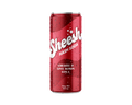 Red aluminum can of Sheesh Hash Soda Cherry D Live Rosin Cola with condensation droplets on its surface.