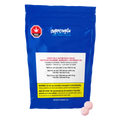 Blue Impromptu pouch for Cherry THC 2:1 Daytime Relief Tablets with two pink tablets shown in front and cannabinoid content panel