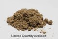 A loose pile of light brown kief powder on a white surface, with a 'Limited Quantity Available' text overlay.