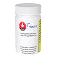White plastic bottle labeled Proofly Fast Acting CBD 50 Max 1500 Softgels, listing 30 softgel capsules and net weight details.