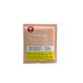 Front of the tan sachet packet for Ginger Peach Ice Tea CBD 20 mg, showing the Emprise Rapid brand name and THC symbol.