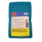 Back of the teal GLTOZ full-spectrum CO2 honey oil pouch showing the Retro brand logo, THC symbol, and ingredient panel.