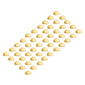 Grid of small pale yellow dome-shaped rosin drops arranged in diagonal rows on a white background