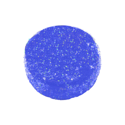 Single round blue sugar-crystal-coated gummy on a transparent background