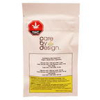 White Care by Design pouch for Huckleberry Basil Relief 18:1 gummies listing THC and CBD content and a cannabis smoke warning label.