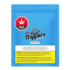 Front of the Olli Trippers Blue Razz 30:10 CBG/THC pouch, blue packaging with a blue raspberry logo and potency panel.