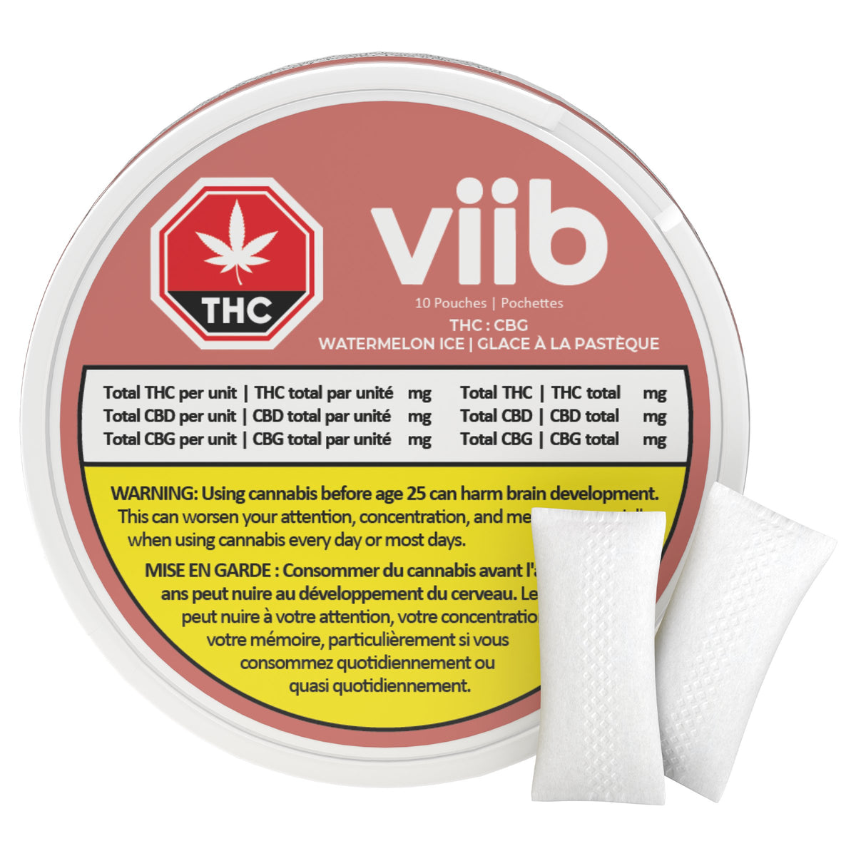 Watermelon Ice THC:CBG Oral Pouches