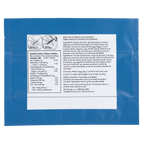 Back of blue Olli Chocolate Brownies packaging showing the ingredient list, nutrition facts panel, and package-opening instructions