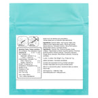 Nutrition facts and ingredient label on turquoise Olli packaging for Sugar Free 1:1 Tropical Fruit Gems