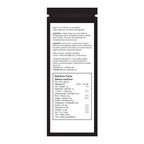 Back of the black Strawberry Taffy pouch showing the ingredient list and nutrition facts panel.