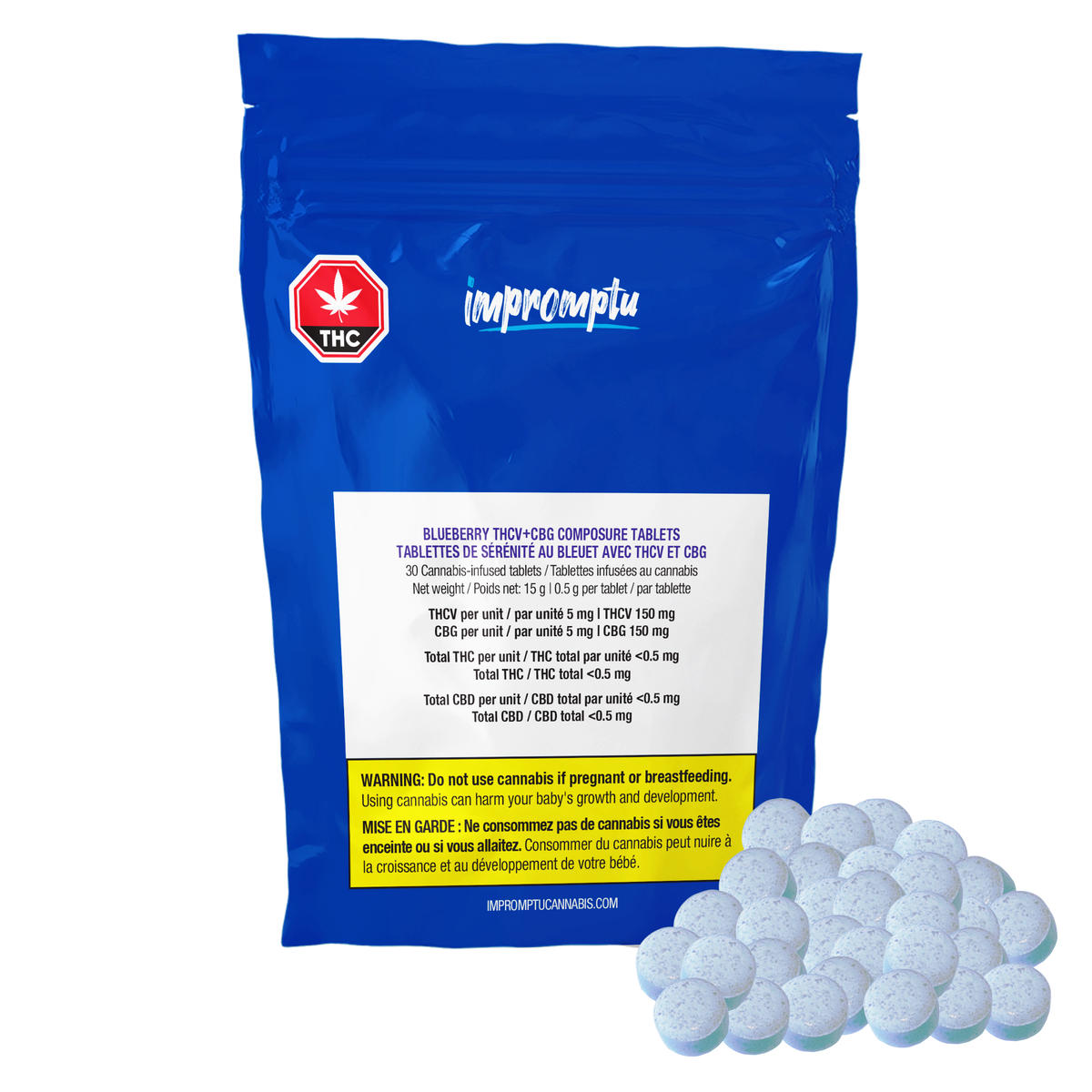 Blueberry THCV+CBG Composure Tablets