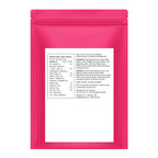 Back of the pink OlliOs Sour Multipack pouch showing the nutrition facts table and ingredient list.
