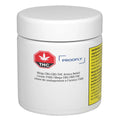 White cylindrical jar of Proofly Mega CBG:CBD:THC Arnica Relief Cream, with THC warning icon and cannabis topical warning label.
