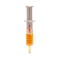 Glass dab applicator syringe filled with orange liquid diamond concentrate, labeled NSFW with volume markings from 0.2g to 1g.