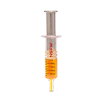 Glass dab applicator syringe filled with orange liquid diamond concentrate, labeled NSFW with volume markings from 0.2g to 1g.