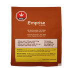 Photograph of the brown Emprise Rapid OG Hot Chocolate THC 10mg sachet packet, shown at an angle.