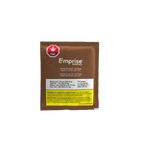Brown sachet packaging for Emprise Rapid OG Hot Chocolate THC 10mg drink mix, shown flat with ingredient panel.