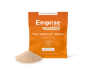 Orange Emprise Rapid Thirstc packet for Orange 10 mg THC Instant Drink, with a mound of tan powder poured in front.
