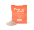 Orange Emprise Rapid Thirstc THC Instant Drink packet, Peach 10 mg, with a small pile of pink powder poured in front.