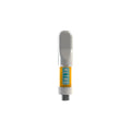 Vape cartridge with a gray mouthpiece and amber oil, labeled Retro on the cartridge body.